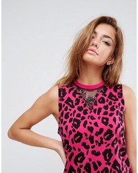 fuchsia bedrucktes Spitze Freizeitkleid von Asos