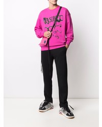 fuchsia bedrucktes Sweatshirt von Moschino