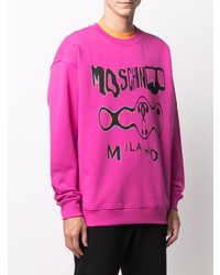 fuchsia bedrucktes Sweatshirt von Moschino