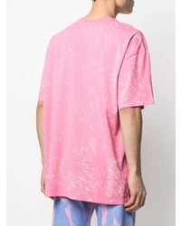 fuchsia bedrucktes T-Shirt mit einem Rundhalsausschnitt von MSGM