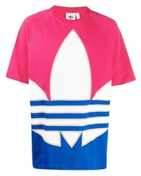 fuchsia bedrucktes T-Shirt mit einem Rundhalsausschnitt von adidas