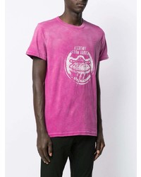 fuchsia bedrucktes T-Shirt mit einem Rundhalsausschnitt von Diesel