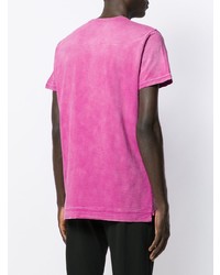 fuchsia bedrucktes T-Shirt mit einem Rundhalsausschnitt von Diesel