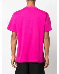 fuchsia bedrucktes T-Shirt mit einem Rundhalsausschnitt von Moschino