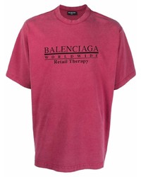 fuchsia bedrucktes T-Shirt mit einem Rundhalsausschnitt von Balenciaga