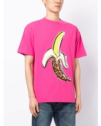 fuchsia bedrucktes T-Shirt mit einem Rundhalsausschnitt von Palm Angels