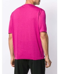 fuchsia bedrucktes T-Shirt mit einem Rundhalsausschnitt von Versace