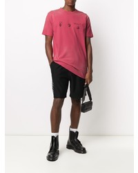 fuchsia bedrucktes T-Shirt mit einem Rundhalsausschnitt von Off-White