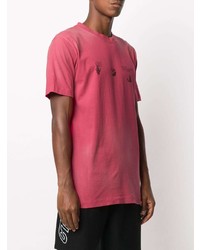 fuchsia bedrucktes T-Shirt mit einem Rundhalsausschnitt von Off-White