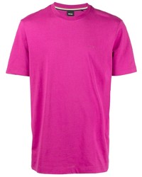 fuchsia bedrucktes T-Shirt mit einem Rundhalsausschnitt von BOSS