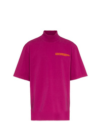 fuchsia bedrucktes T-Shirt mit einem Rundhalsausschnitt von Calvin Klein 205W39nyc