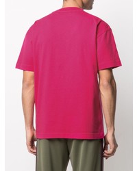 fuchsia bedrucktes T-Shirt mit einem Rundhalsausschnitt von Palm Angels