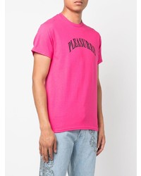 fuchsia bedrucktes T-Shirt mit einem Rundhalsausschnitt von Pleasures