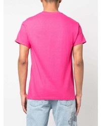 fuchsia bedrucktes T-Shirt mit einem Rundhalsausschnitt von Pleasures