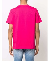 fuchsia bedrucktes T-Shirt mit einem Rundhalsausschnitt von Dondup