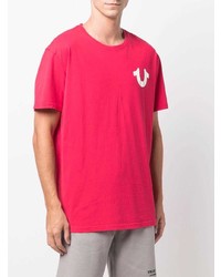 fuchsia bedrucktes T-Shirt mit einem Rundhalsausschnitt von True Religion