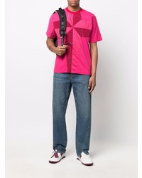 fuchsia bedrucktes T-Shirt mit einem Rundhalsausschnitt von Stone Island