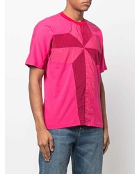 fuchsia bedrucktes T-Shirt mit einem Rundhalsausschnitt von Stone Island