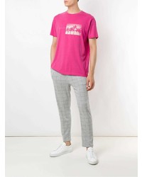 fuchsia bedrucktes T-Shirt mit einem Rundhalsausschnitt von OSKLEN