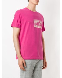 fuchsia bedrucktes T-Shirt mit einem Rundhalsausschnitt von OSKLEN