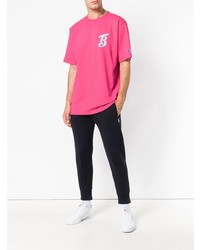 fuchsia bedrucktes T-Shirt mit einem Rundhalsausschnitt von Champion