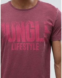 fuchsia bedrucktes T-Shirt mit einem Rundhalsausschnitt von Esprit