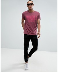 fuchsia bedrucktes T-Shirt mit einem Rundhalsausschnitt von Esprit