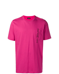 fuchsia bedrucktes T-Shirt mit einem Rundhalsausschnitt von Diesel