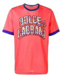 fuchsia bedrucktes T-Shirt mit einem Rundhalsausschnitt von Dolce & Gabbana