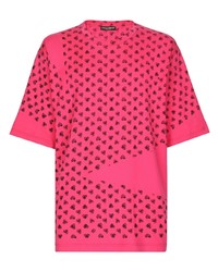 fuchsia bedrucktes T-Shirt mit einem Rundhalsausschnitt von Dolce & Gabbana