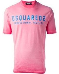 fuchsia bedrucktes T-Shirt mit einem Rundhalsausschnitt von DSquared