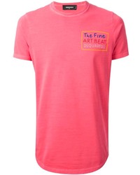 fuchsia bedrucktes T-Shirt mit einem Rundhalsausschnitt von DSQUARED2