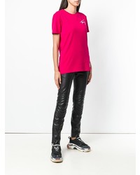 fuchsia bedrucktes T-Shirt mit einem Rundhalsausschnitt von Tommy Jeans