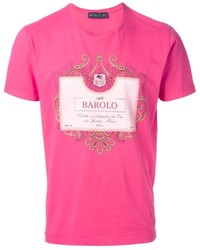 fuchsia bedrucktes T-Shirt mit einem Rundhalsausschnitt von Etro
