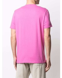 fuchsia bedrucktes T-Shirt mit einem Rundhalsausschnitt von Sandro Paris