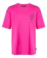 fuchsia bedrucktes T-Shirt mit einem Rundhalsausschnitt von FIVE CM