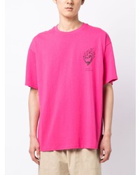 fuchsia bedrucktes T-Shirt mit einem Rundhalsausschnitt von FIVE CM