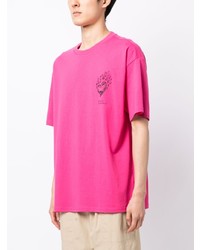 fuchsia bedrucktes T-Shirt mit einem Rundhalsausschnitt von FIVE CM