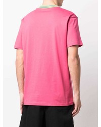 fuchsia bedrucktes T-Shirt mit einem Rundhalsausschnitt von Moschino