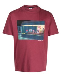 fuchsia bedrucktes T-Shirt mit einem Rundhalsausschnitt von Gcds