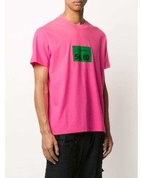 fuchsia bedrucktes T-Shirt mit einem Rundhalsausschnitt von DUOltd