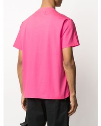 fuchsia bedrucktes T-Shirt mit einem Rundhalsausschnitt von DUOltd