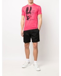 fuchsia bedrucktes T-Shirt mit einem Rundhalsausschnitt von DSQUARED2