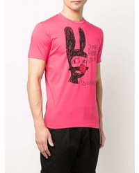 fuchsia bedrucktes T-Shirt mit einem Rundhalsausschnitt von DSQUARED2