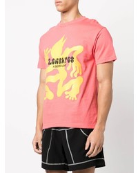 fuchsia bedrucktes T-Shirt mit einem Rundhalsausschnitt von Pleasures