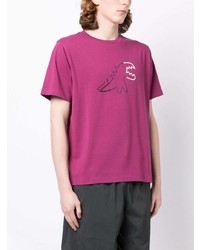 fuchsia bedrucktes T-Shirt mit einem Rundhalsausschnitt von SPORT b. by agnès b.