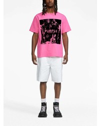 fuchsia bedrucktes T-Shirt mit einem Rundhalsausschnitt von purple brand