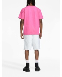 fuchsia bedrucktes T-Shirt mit einem Rundhalsausschnitt von purple brand