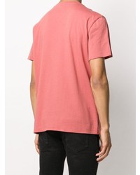 fuchsia bedrucktes T-Shirt mit einem Rundhalsausschnitt von Just Cavalli