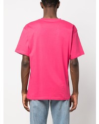 fuchsia bedrucktes T-Shirt mit einem Rundhalsausschnitt von PACCBET